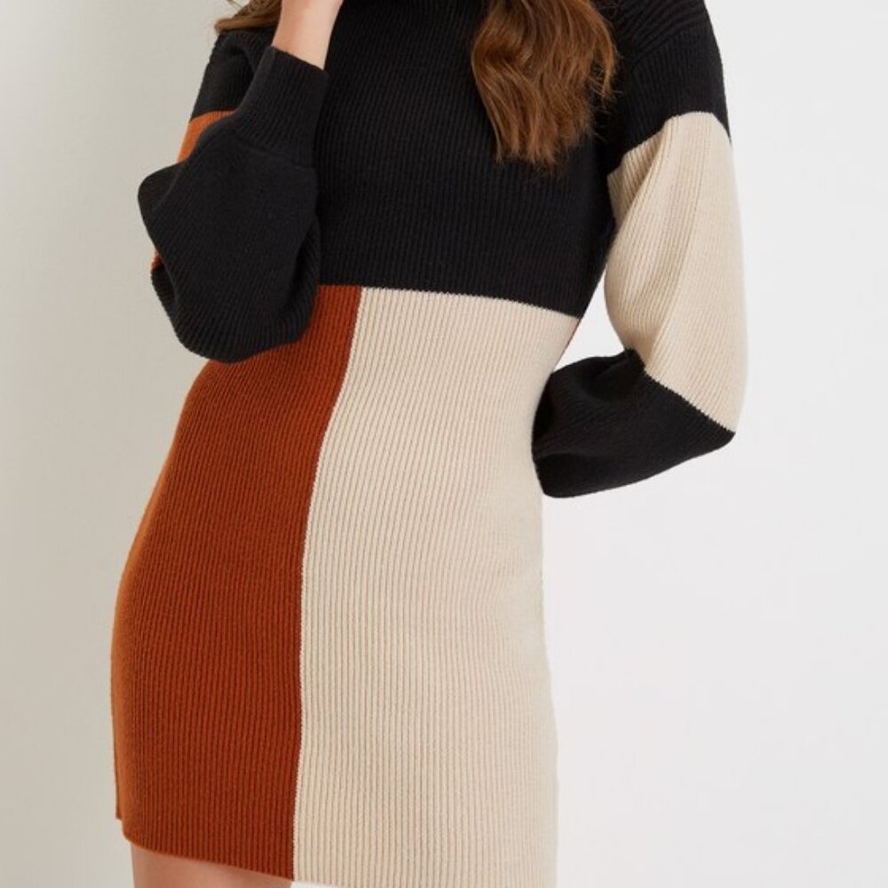 Lulus Mod For You Black Color Block Turtleneck Mi… - image 1